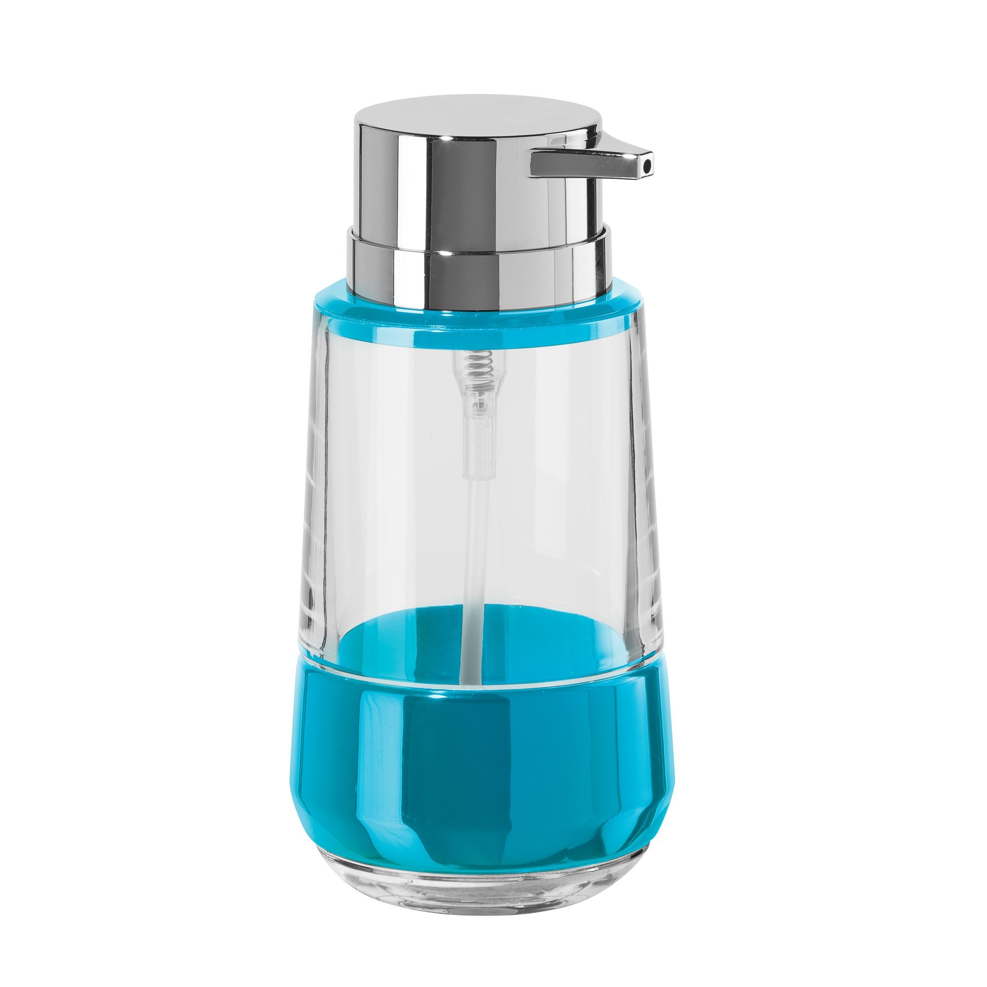 Oggi Band 11oz Acrylic Soap Dispenser for Kitchen & Bathroom - Aqua Blue | Modern Liquid Soap & Lotion Pump for Sink Countertop, Vanity & Shower Organizer