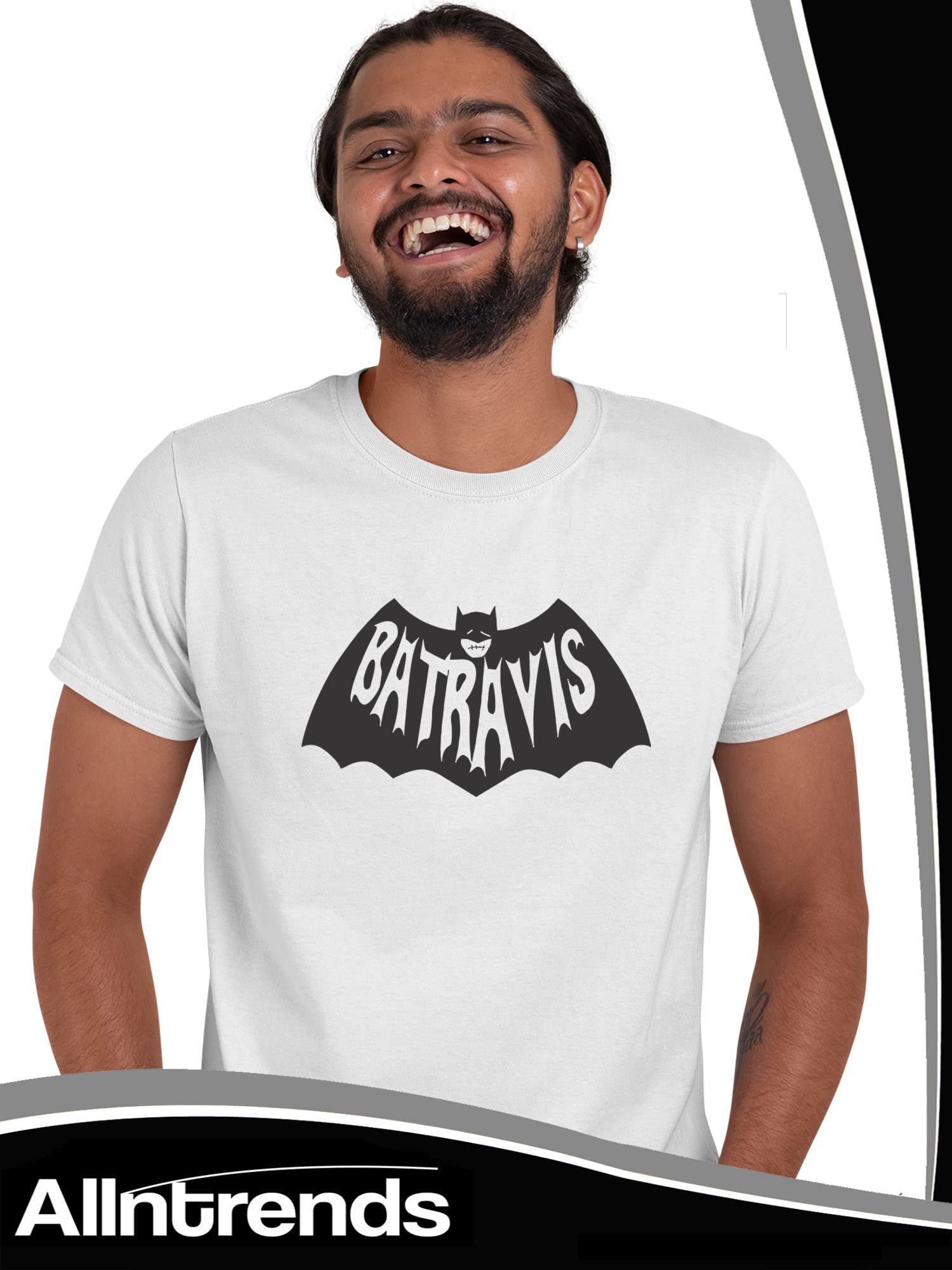 Funny Bat Graphic Men's T-Shirt - Cool Novelty Bat Design Cotton Tee for Casual Wear, Halloween Costumes & Gifts