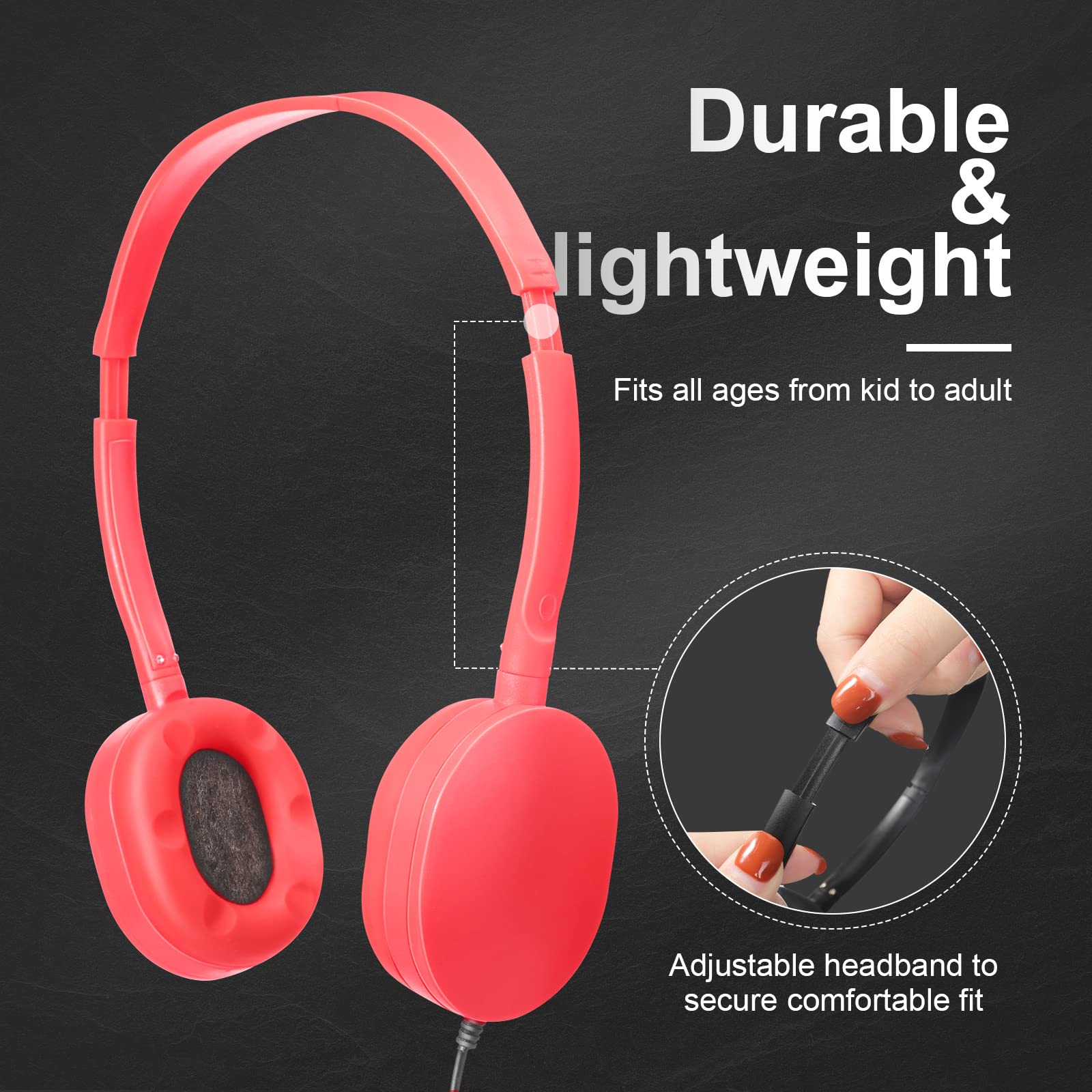 30 Pack Wired On-Ear Headphones for Kids - Adjustable Stereo Headphones with Bright Colors - Perfect for School, Travel, Airplane, Laptop & Tablet Use - Ideal for Boys & Girls