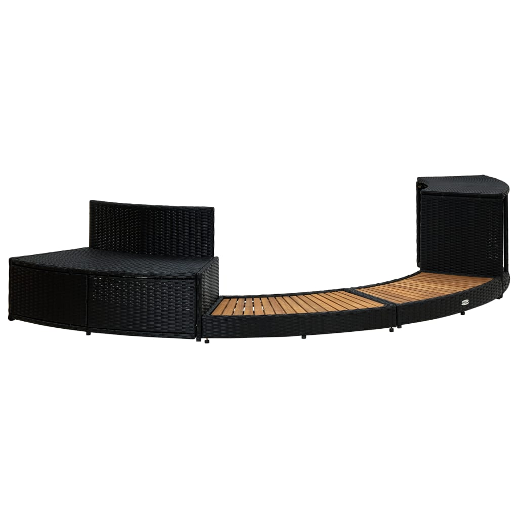 Premium Black Poly Rattan Spa Surround with Solid Acacia Wood Frame | Outdoor Hot Tub Enclosure for Patio, Garden & Backyard Relaxation