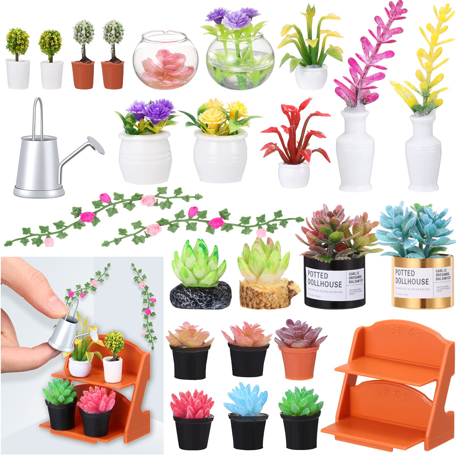 26-Piece Miniature Dollhouse Plants - Tiny Fake Bonsai & Potted Flower Models - Vibrant Mini Greenery Decor for Dollhouse, DIY Scenes & Model Train Sets - Perfect for Kids Room Decor, Birthday Gifts & Creative Play