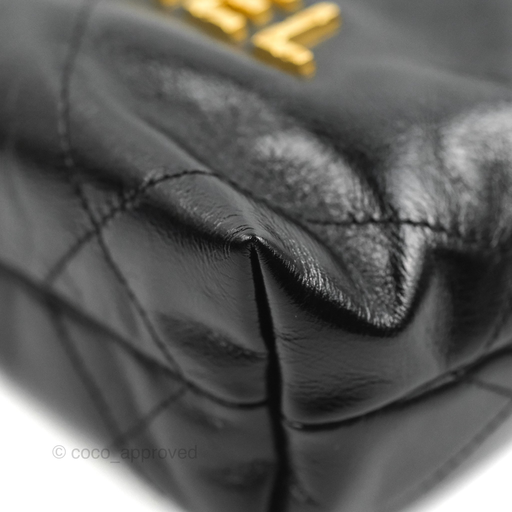 Chanel 22 Mini Bag with Pearl Chain - Black Shiny Crumpled Calfskin Crossbody Purse for Women | Luxury Designer Handbag for Evening Parties & Date Nights