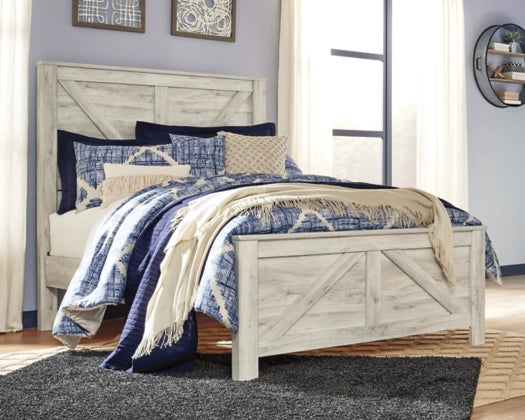 Bellaby Queen Size Crossbuck Panel Bed Frame with 2 Nightstands - Rustic Farmhouse Bedroom Set for Master Bedroom Decor