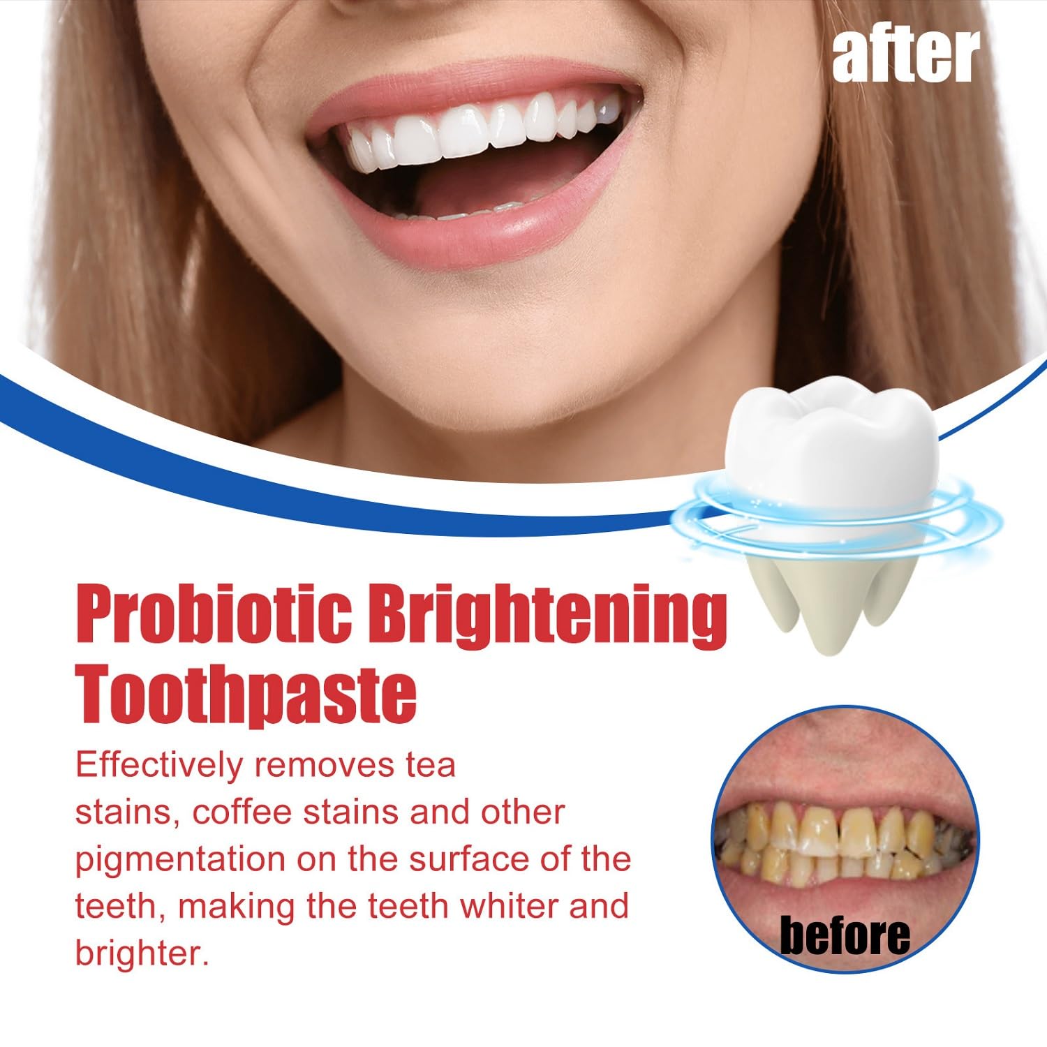 SP-6 Probiotic Whitening Toothpaste - Fluoride-Free, Stain Removing, Fresh Mint Flavor for Fresh Breath & Teeth Health (2 Pack) - Perfect for Daily Oral Care & Bright Smile Maintenance