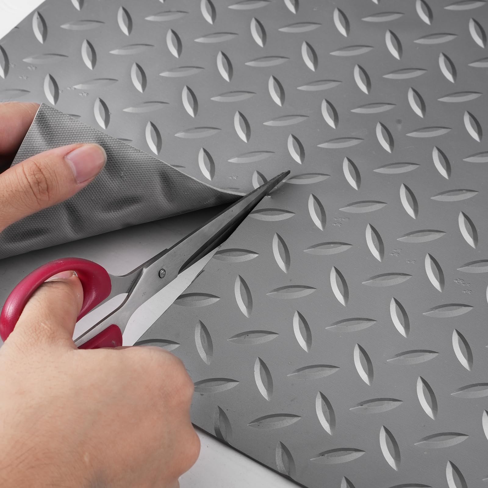VEVOR 19 x 4.9 FT PVC Garage Floor Mat with Non-Slip Diamond Texture - 93.65 sq.ft Coverage - Heavy Duty Garage Flooring Roll for Cars, Gyms, Boats & Trailers - Gray - Perfect for Workshop Protection & Vehicle Parking