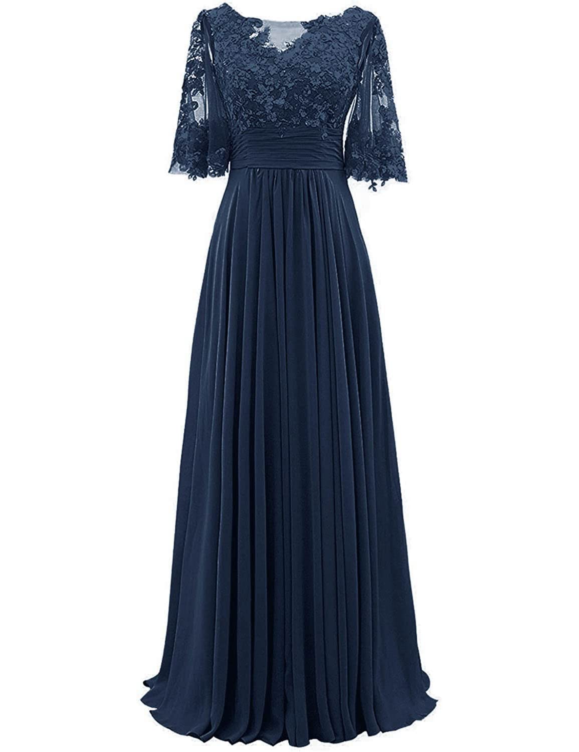 Elegant Long Sleeve Lace Mother of The Bride Dress - Formal Evening Gown for Wedding Guest, Special Occasions & Black Tie Events