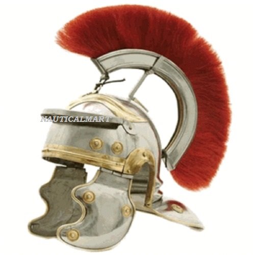Authentic Roman Centurion Helmet with Red Plume - Costume, Reenactment & Decoration - Perfect for Halloween, Cosplay, Theater & Historical Events
