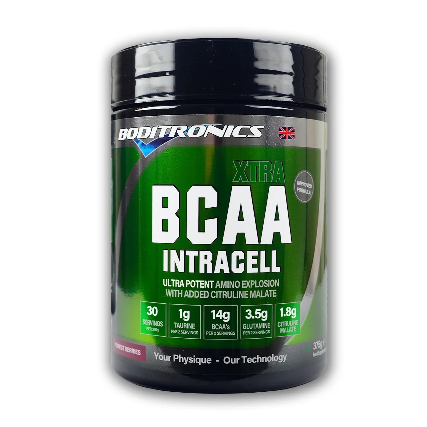 Boditronics BCAA Intracell Xtra 375g - Premium Branched-Chain Amino Acid Supplement for Muscle Recovery & Performance - Ideal for Athletes, Bodybuilders & Fitness Enthusiasts