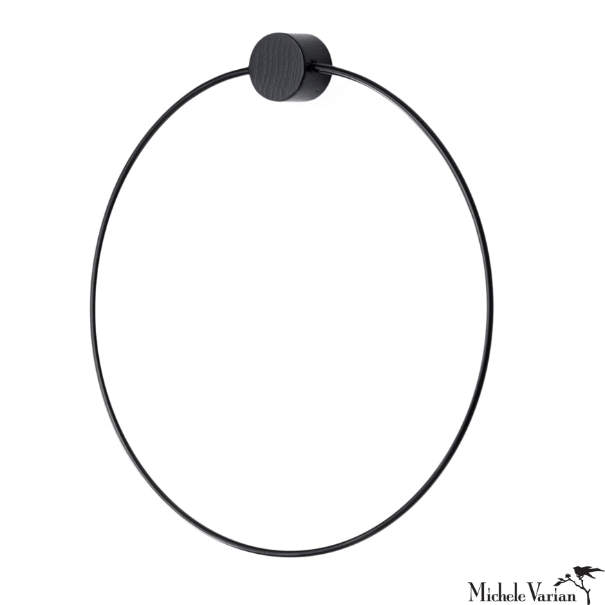 Black Towel Hoop Hanger - Heavy Duty Bathroom Towel Ring Holder, Rust-Resistant Metal Wall Mount for Kitchen & Bathroom - Perfect for Hand Towels, Washcloths, and Robes in Home Decor