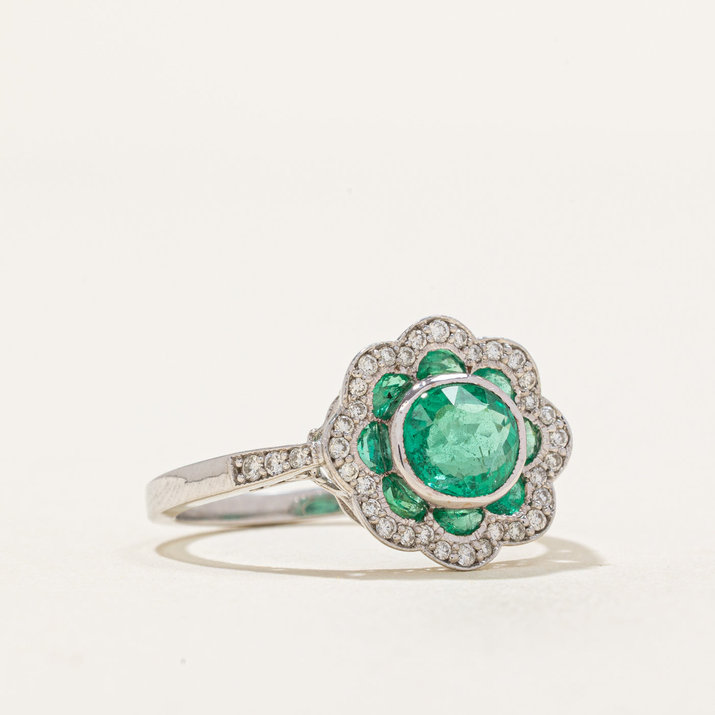 GIA Certified 1.21ctw Emerald and Diamond Halo Engagement Ring - 0.20ctw Diamonds - Size 6.75 - Perfect for Wedding, Proposal & Anniversary Gifts