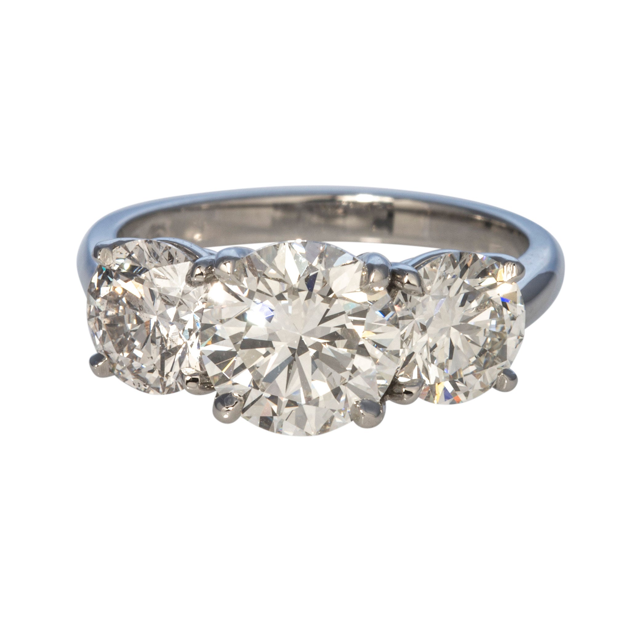 4ctw Round Brilliant Cut Diamond Three Stone Platinum Engagement Ring for Women - Perfect for Proposals, Anniversaries & Wedding Bands