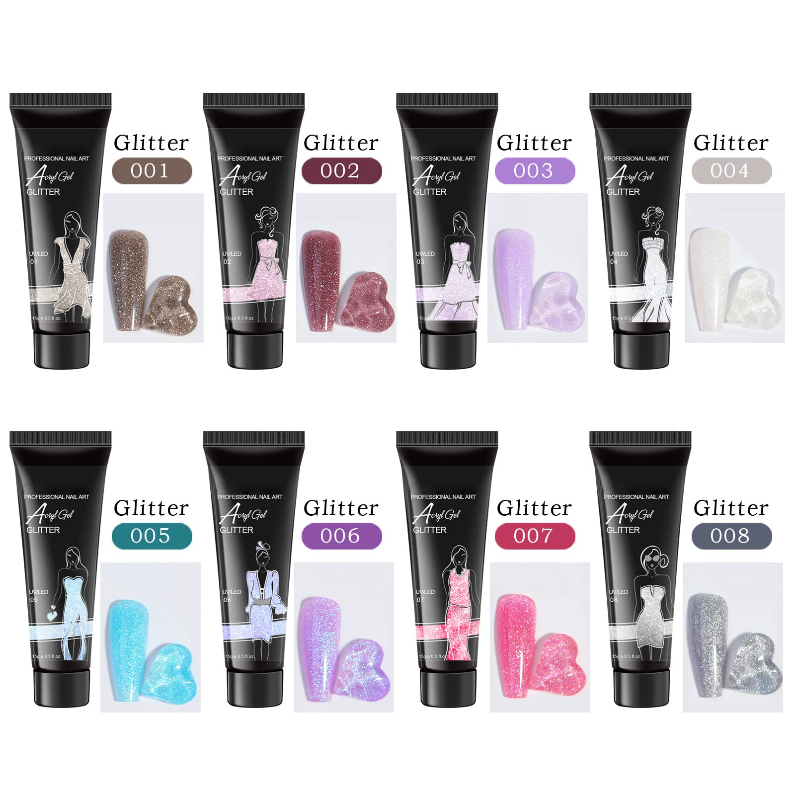 Katutude 15ml Poly Nail Gel - Shiny Glitter UV Builder Gel for Nail Extensions & Enhancements | DIY Manicure Kit for Women & Beginners | Perfect for Home Nail Art, Salon-Quality Manicures & Party Glam Looks