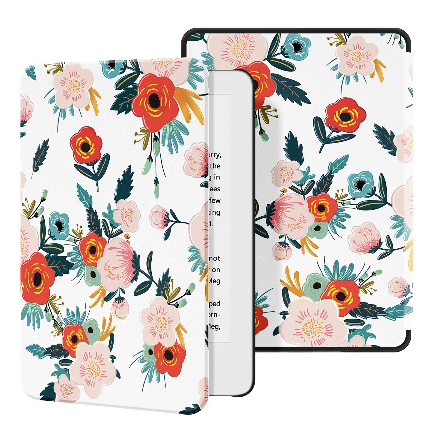 Ayotu Slim PU Leather Case for Kindle 10th Generation (2019 Model) - Auto Wake/Sleep Protective Cover Compatible with Amazon Kindle 2019 - Floral Design for Reading, Travel & Daily Use