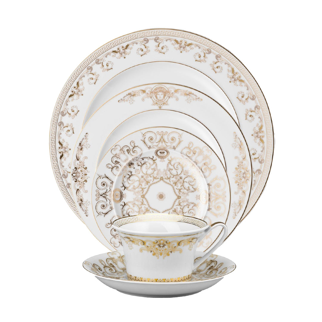 Medusa Gala 5-Piece Dinnerware Set - Elegant Plates, Bowls & Cups for Formal Dining, Dinner Parties & Special Occasions