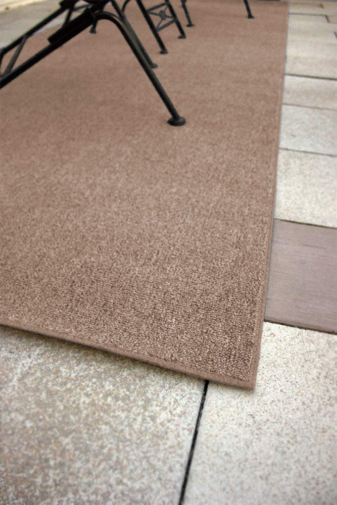 Premium 7' Round Sage Brush Indoor/Outdoor Area Rug - Soft Nylon Fabric with Finished Edges in Beige - Perfect for Living Room, Bedroom, Patio & Deck Decor