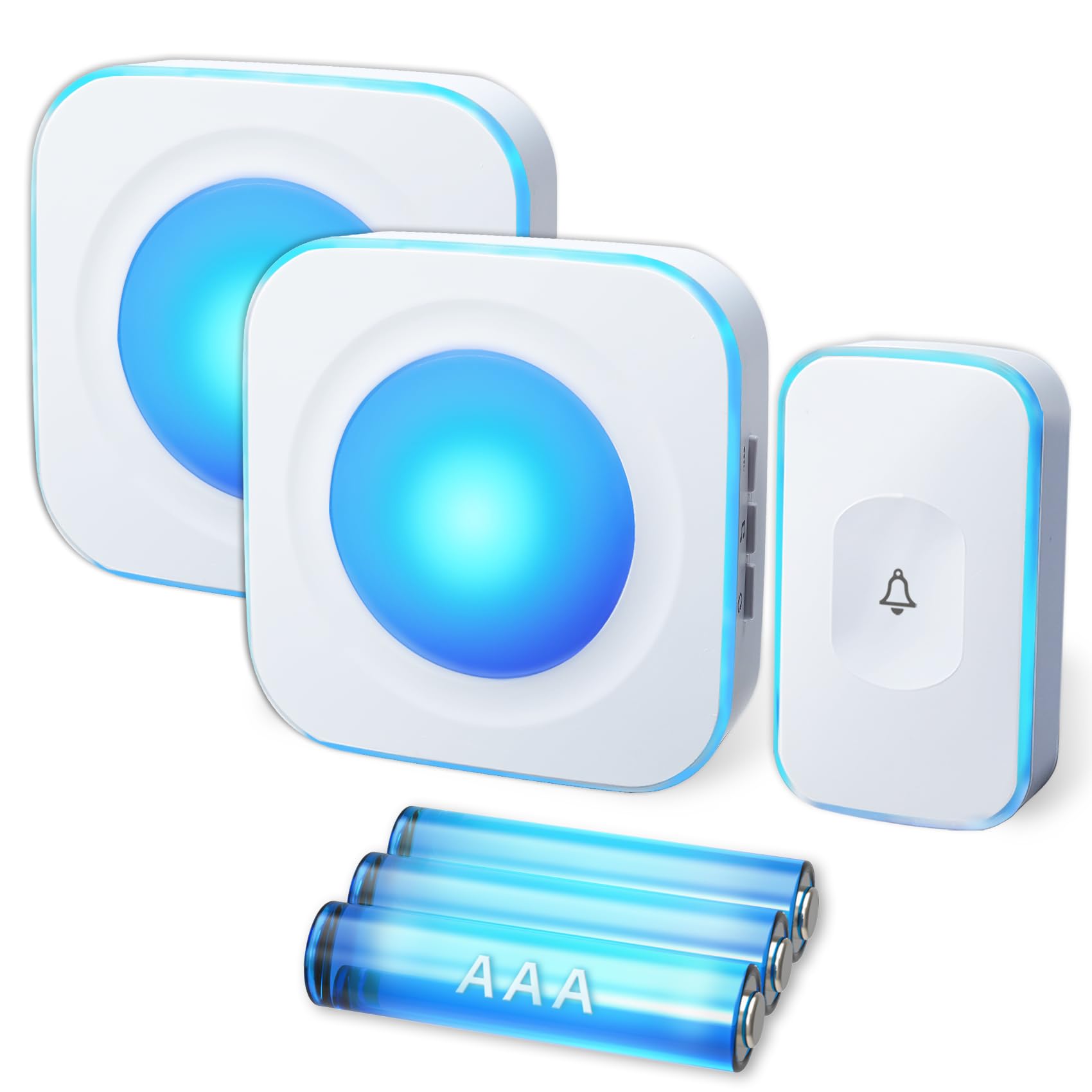 **Wireless Doorbell Battery Operated - 1200FT Range with 36 Ringtones & 4 Volume Levels - Includes 1 Doorbell Button & 2 Portable Receivers - Ideal for Home, Office, and Hearing Impaired Users - White by FUHONGRUI**
