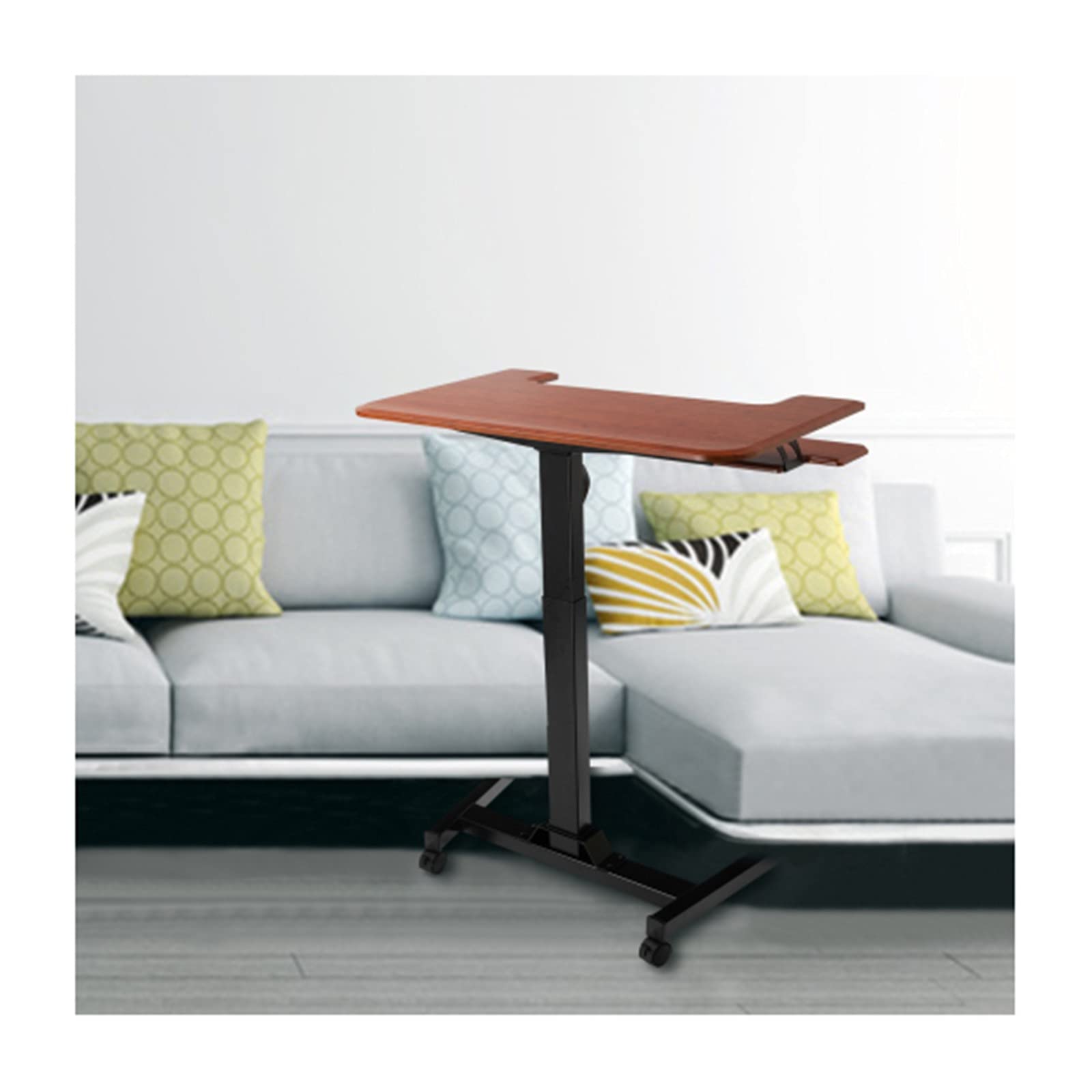 Ergonomic Adjustable Height Standing Desk - Home Office Workstation with Keyboard Tray | Sit Stand Laptop Desk for Bed, Sofa & Small Spaces | Walnut Finish for Modern Workspaces