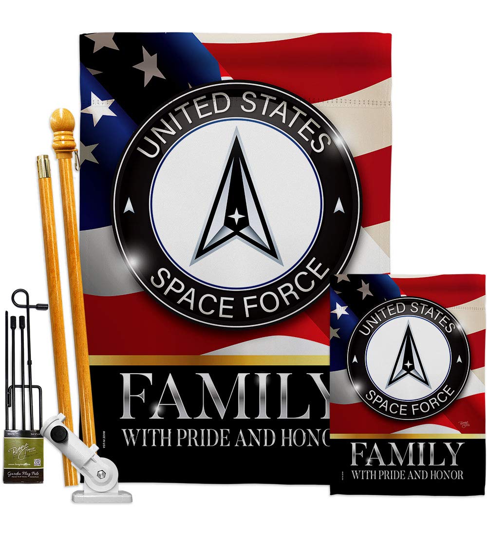 US Space Force Family Honor Garden House Flags Kit - Armed Forces USSF Military Yard Banner - Double-Sided 28