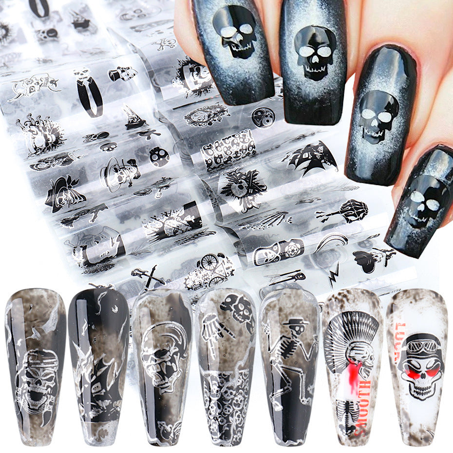 Halloween Nail Foil Stickers - 10pcs Set for DIY Nail Art, Party Costume & Holiday Decorations - Perfect for Halloween, Cosplay & Special Events