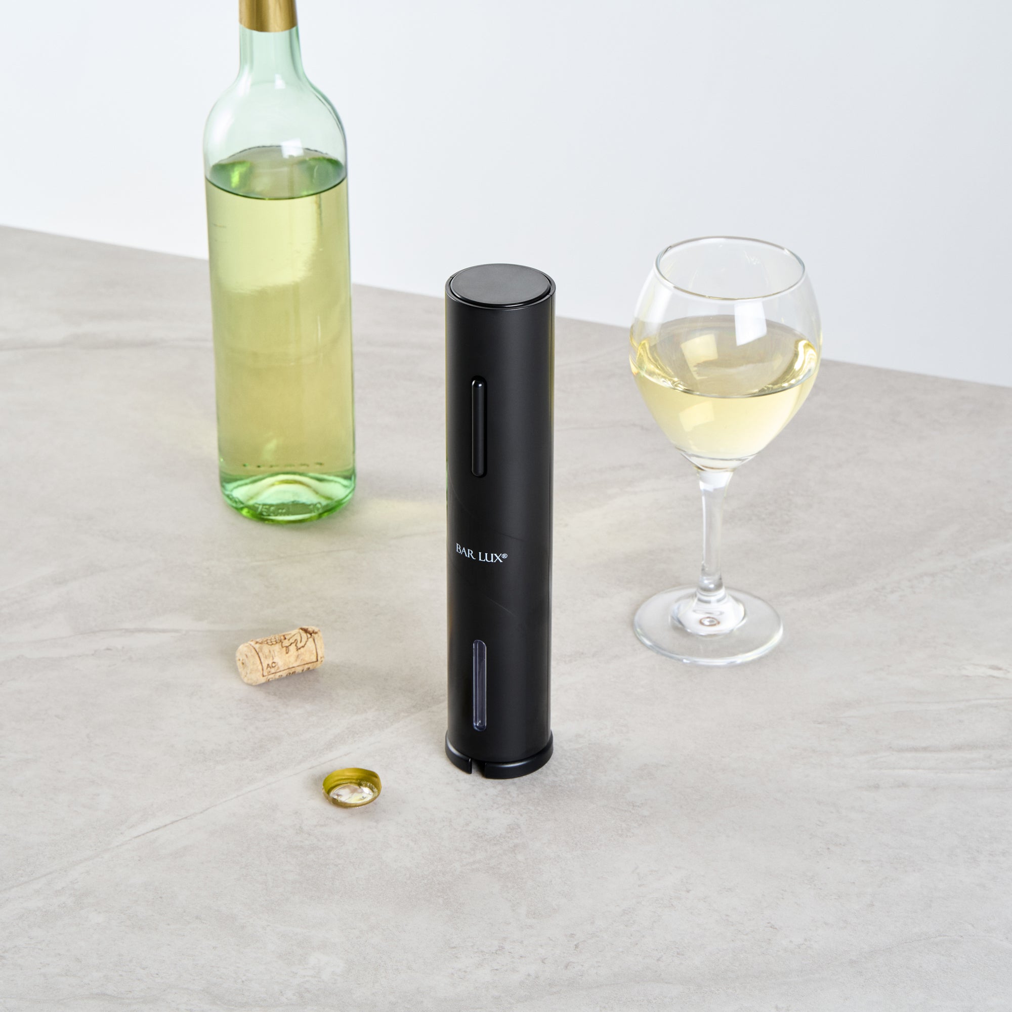 Premium Black Electric Wine Opener with Foil Cutter - Battery Operated Corkscrew for Easy Wine Opening - Perfect for Dinner Parties, Gifts & Home Bars (1 Count)