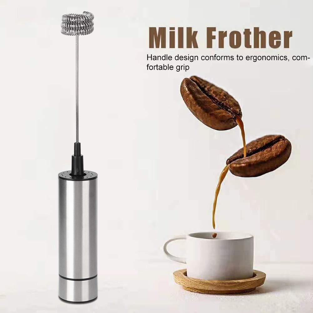 Electric Milk Frother & Stirrer - Stainless Steel Handheld Mixer for Coffee, Chocolate, Eggs - Perfect for Lattes, Hot Cocoa, Baking & Kitchen Use