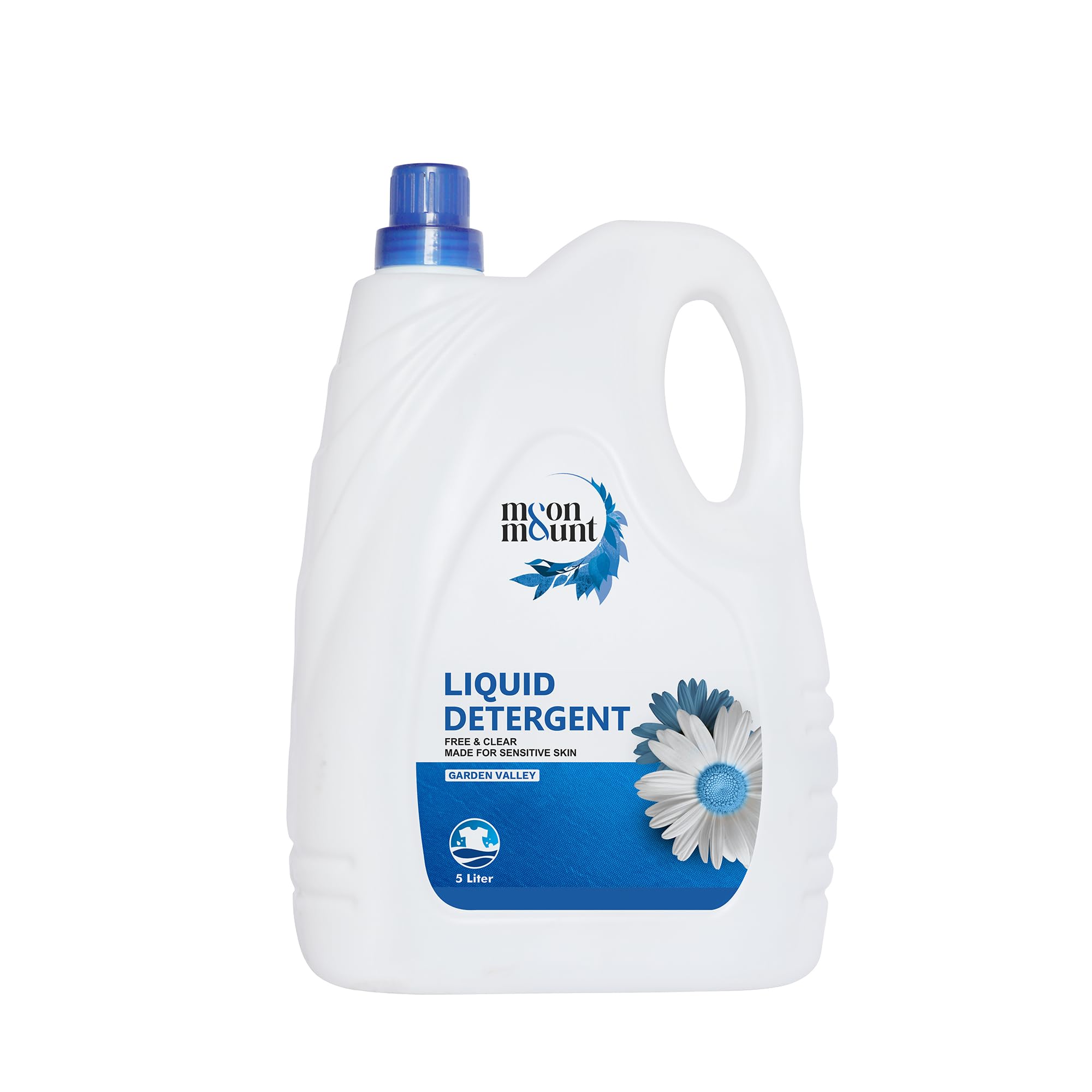 Moon & Mount Liquid Laundry Detergent 5L - Top & Front Load Washing Machine Safe | Fresh Garden Valley Scent | Perfect for Families, Dorms & Large Loads