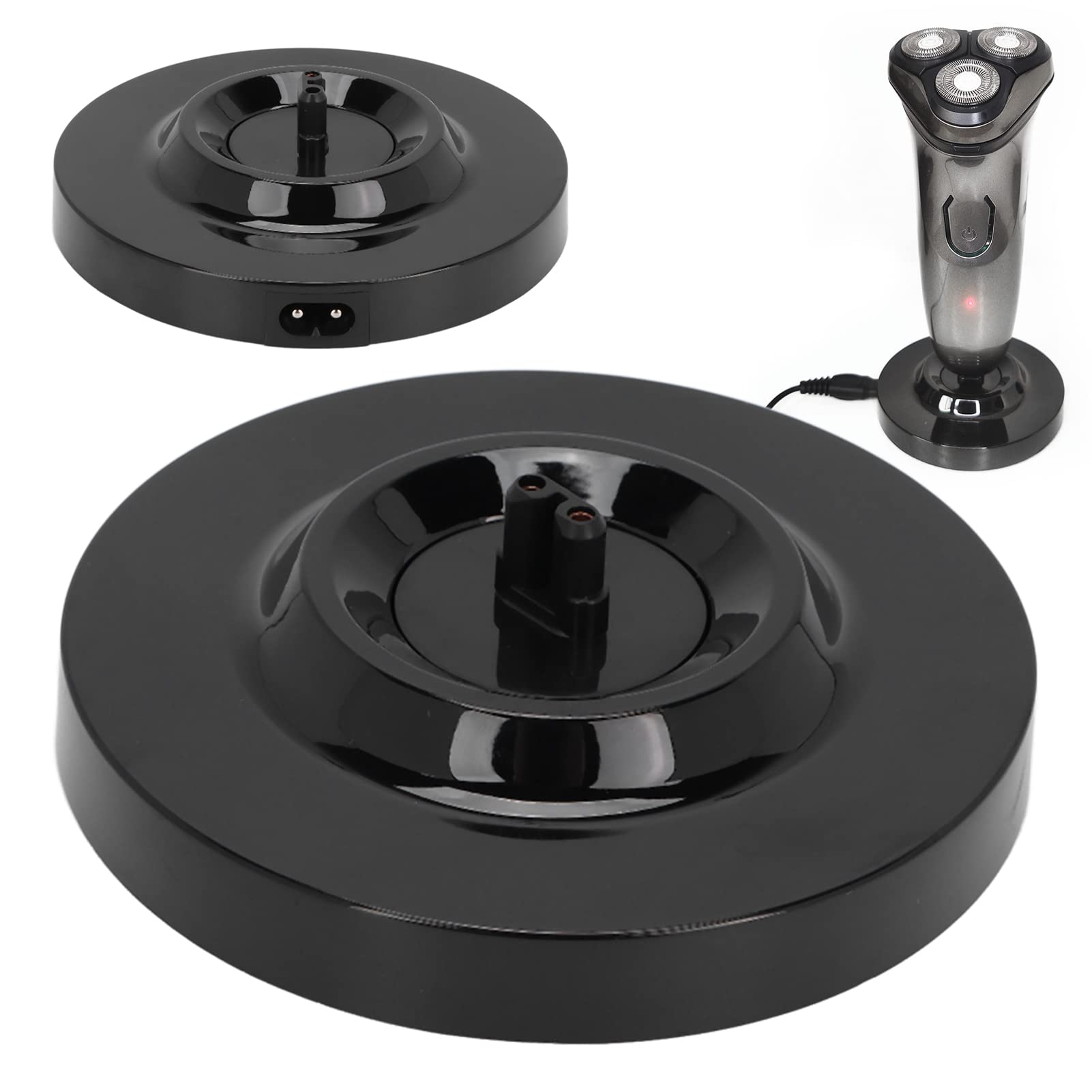 Universal Electric Shaver Charging Stand - Round Deep Groove Charger Base for Men's Shavers (Black) | Perfect for Travel & Home Bathroom Countertop Organization