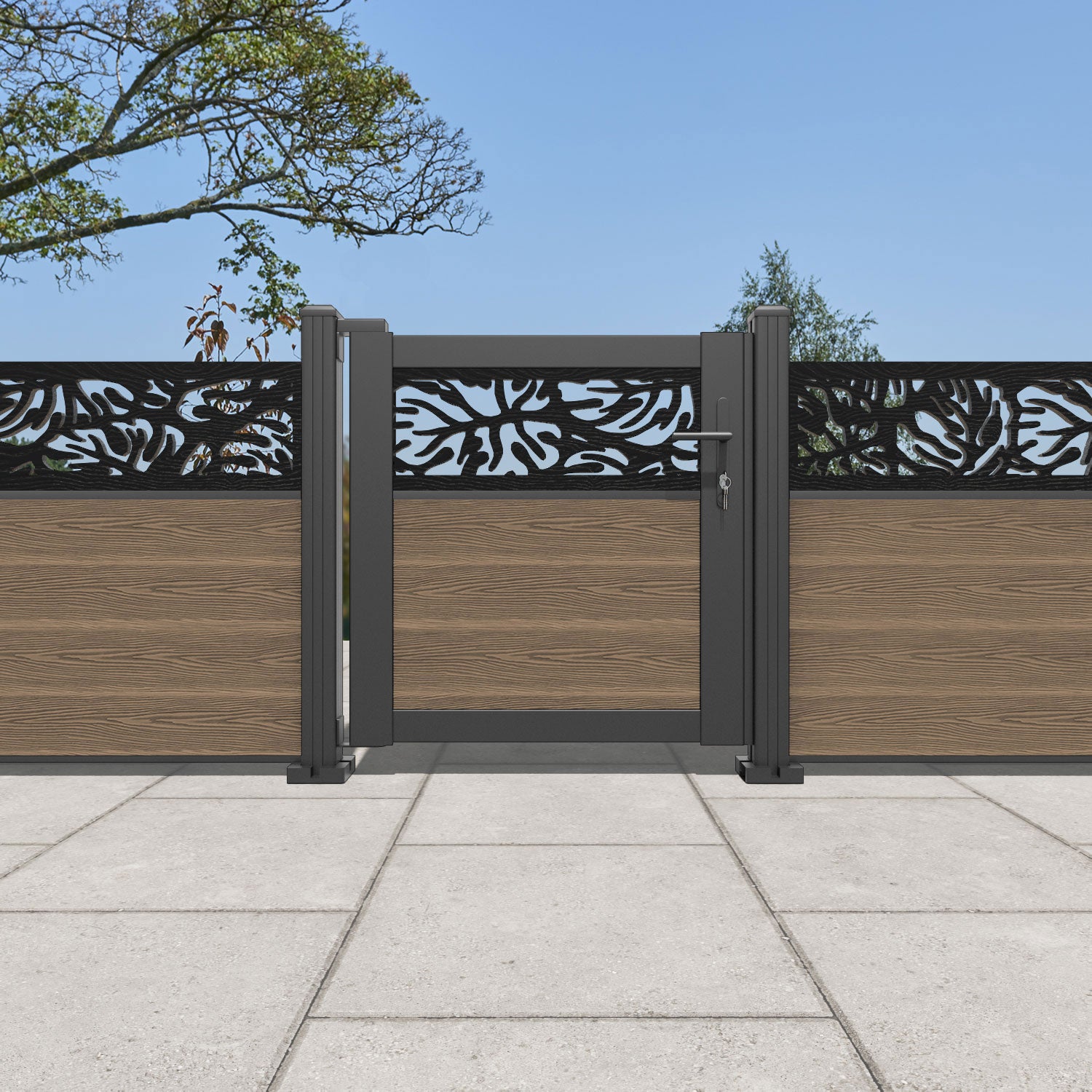 Classic Teak Wood Botanic Pedestrian Gate - Durable Garden Entrance for Patio, Backyard & Walkway