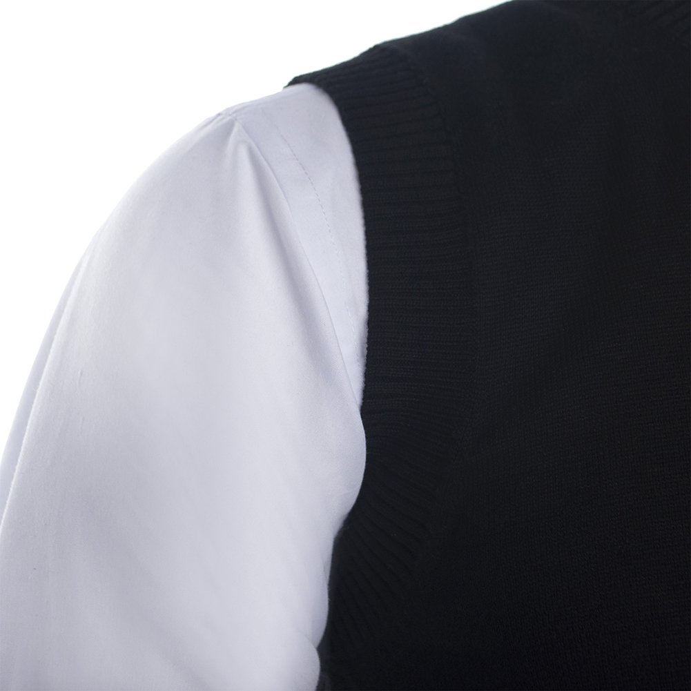 TopTie Men's Cotton Business Casual Solid Color Sweater Vest - Slim Fit Pullover for Office Wear, Layering & Fall Fashion