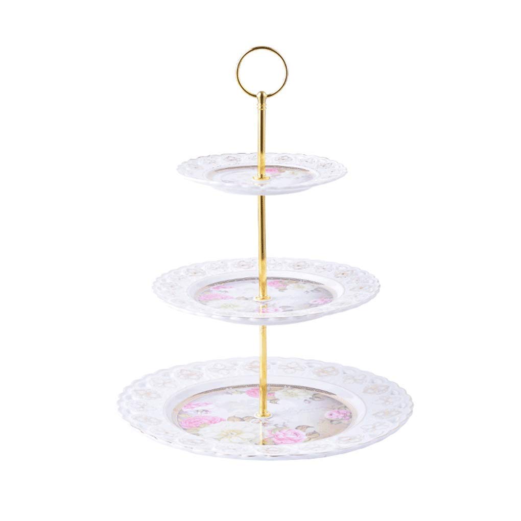 European-Style Ceramic 3-Tier Fruit Plate - Elegant Dessert Tray for Candy, Dim Sum & Snacks | Pink Color | Perfect for Tea Parties, Home Decor & Gift Giving