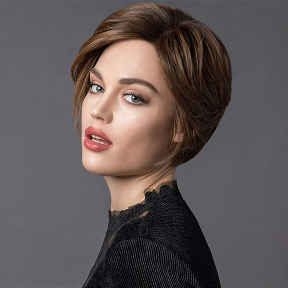 OYSRONG Heat Resistant Synthetic Fiber Wig for Women - Light Brown Straight Short Hairpiece | Perfect for Cosplay, Daily Wear & Costume Parties