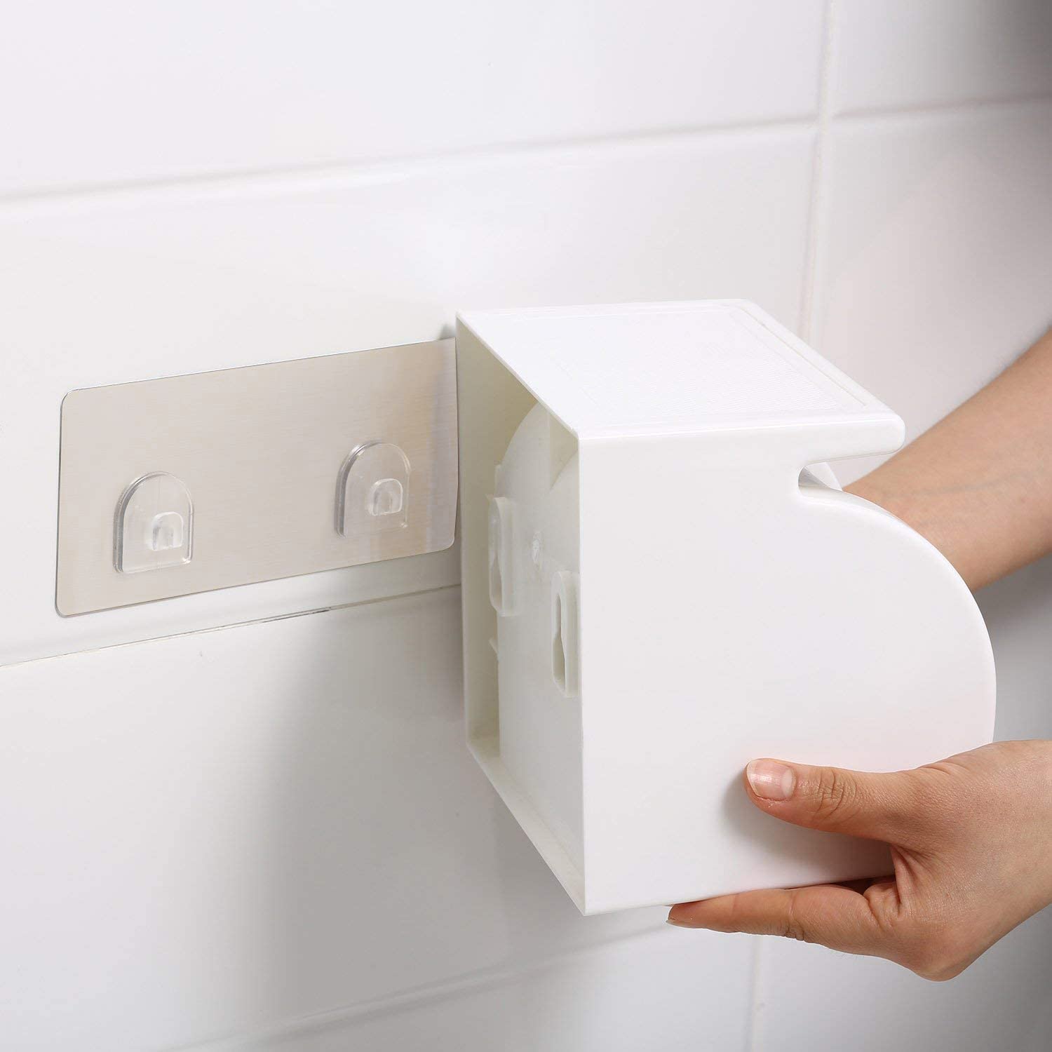 HOKIPO® Magic Sticker Series Toilet Paper Holder with Mobile Stand - No Drill Bathroom Organizer (Model AR1499) | Perfect for Small Bathrooms, RVs & Apartments