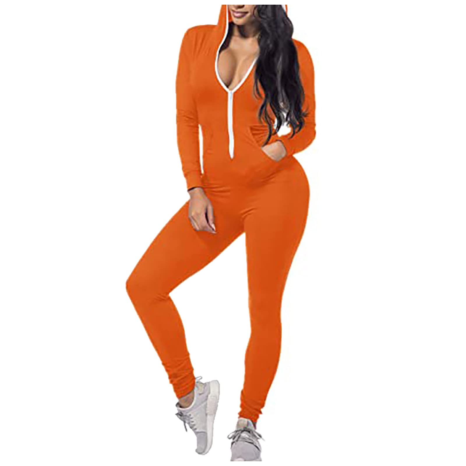 Stylish Women's Jumpsuits - Casual & Dressy Rompers with Zipper, Hood & Pockets | Bodysuit Pajama Pantsuit for Everyday Wear, Lounge & Outdoor Activities