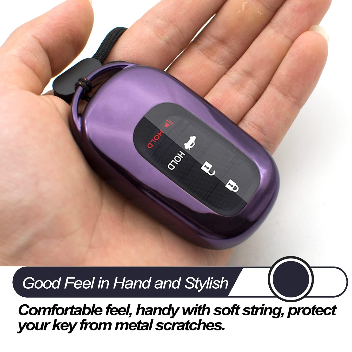 MECHCOS Purple TPU Key Fob Cover Case for Honda Civic CR-V Accord HR-V Pilot (2022-2024 Models) - Keyless Entry Remote Protector Skin & Holder Accessories | Durable Protection Against Drops & Scratches