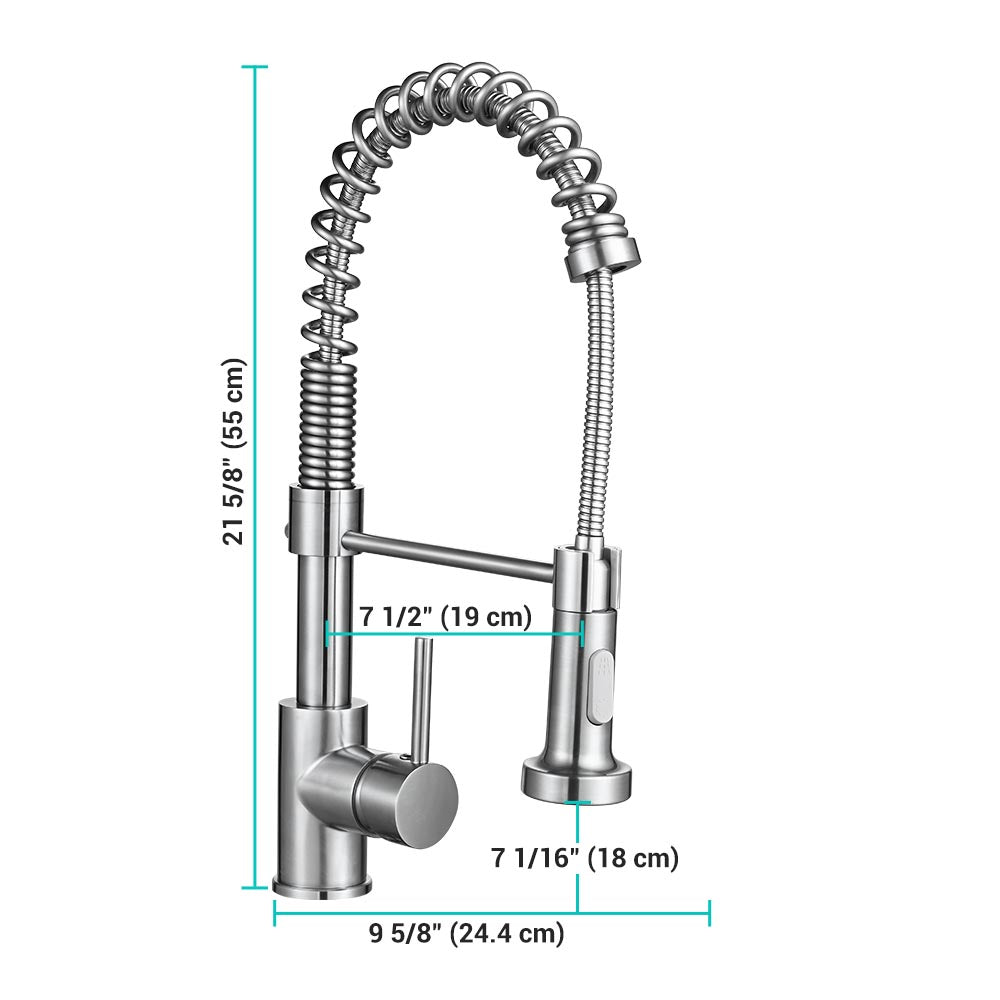 Aquaterior Single Handle Pull Down Kitchen Faucet in Brushed Nickel - Perfect for Modern Home Renovation & Easy Dishwashing