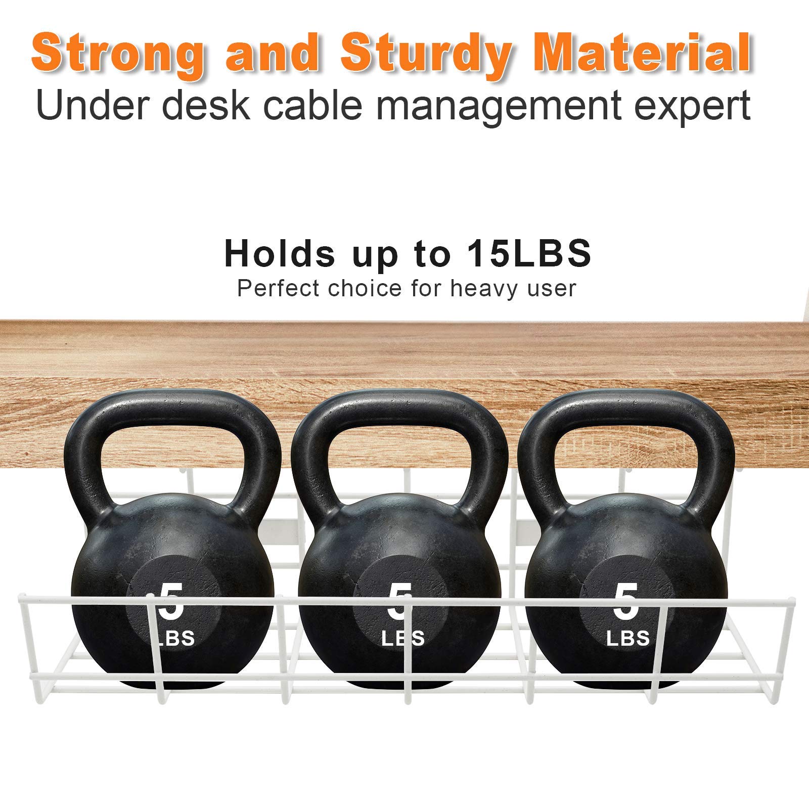 Under Desk Cable Tray Organizer - 2 Pack Metal Wire Management Raceway for Office, Home & Studio | Heavy Duty Cord Organizer for Computer Desk (White) | Perfect for Home Office Setup & Gaming Station Cable Management