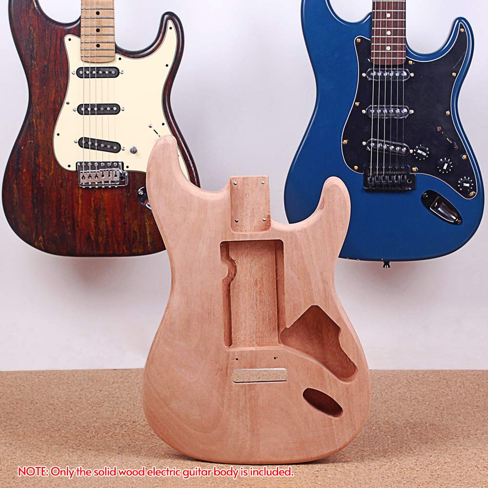 ST Electric Guitar Body - Red Walnut DIY Guitar Kit with Natural Wood Finish | Perfect for Custom Guitar Building & Replacement Parts for Musicians