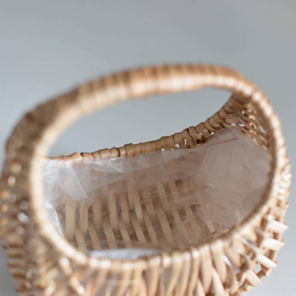 Handmade Woven Rattan Basket - Half Moon Willow Flower Arrangement Basket with Handle for Home Decor, Wedding Centerpiece, Boho Farmhouse Decor | Perfect for Floral Displays, Gift Wrapping & Rustic Home Organization