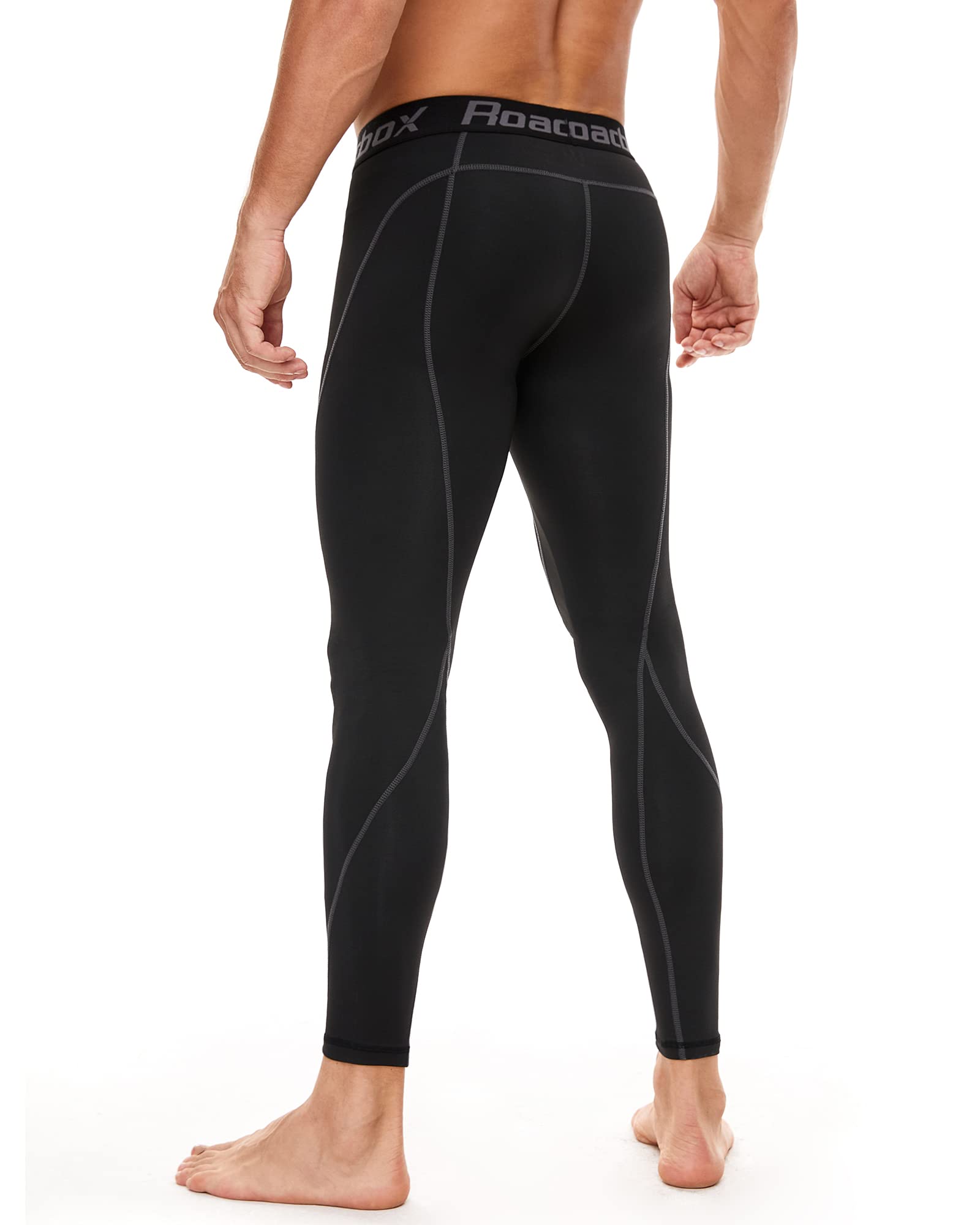 Roadbox Men's Compression Pants - Cooling Dry Workout Leggings for Running, Gym & Sports Baselayer