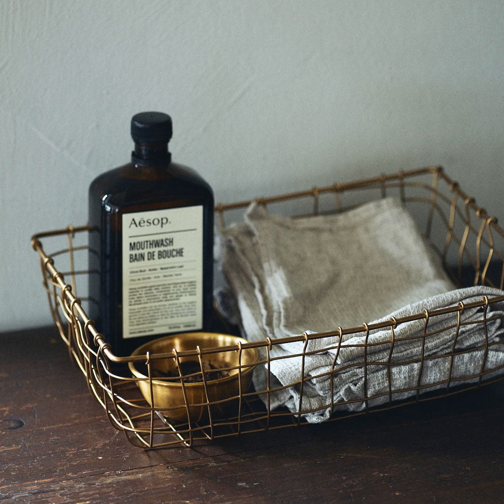 Premium Malleable Brass Wire Storage Basket - Handmade Organizer for Home, Office & Bathroom - Perfect for Jewelry, Keys & Small Items