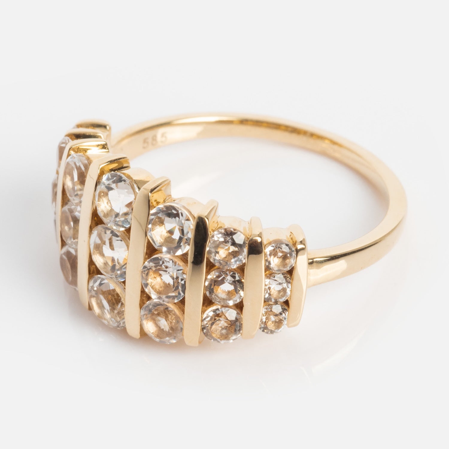 14K Gold Regal White Topaz Statement Ring for Women - Elegant Jewelry Gift for Weddings, Parties & Special Occasions