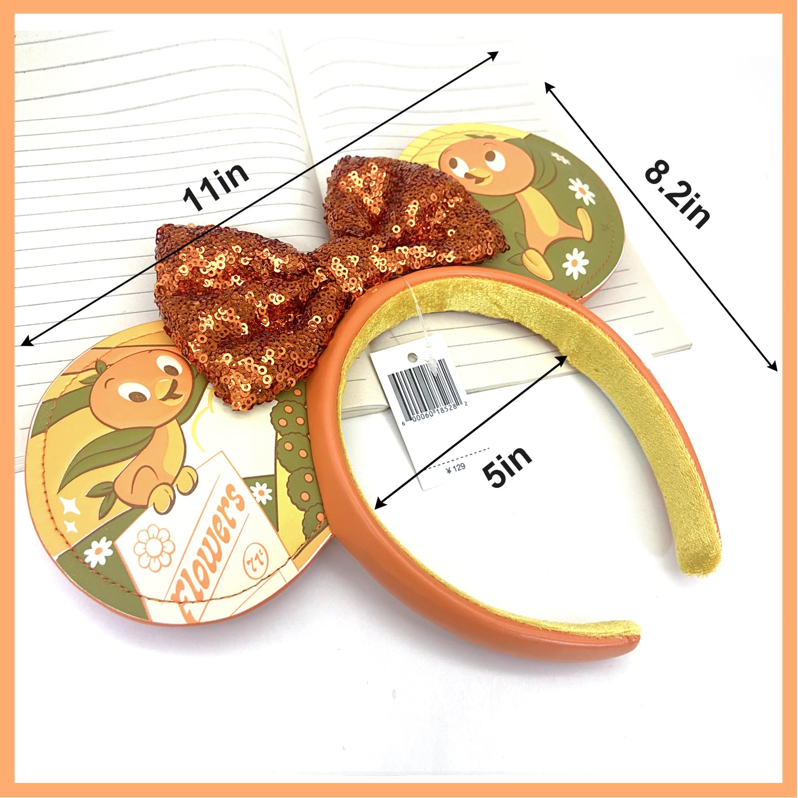 Disney-Inspired Mouse Ear Headbands with Bow & Flower - Elegant Garden Orange Bird Ear Headband for Girls & Women | Perfect for Halloween, Christmas, Cosplay, Princess Parties & Theme Park Visits