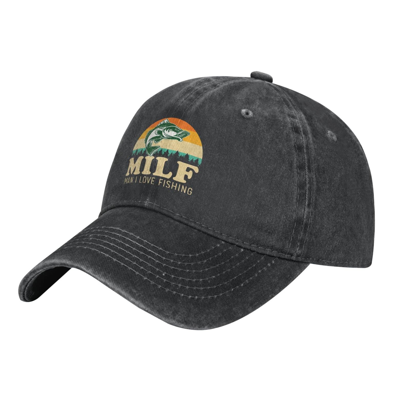 Peiyeety Fishing Hat for Men - Adjustable Baseball Cap with Graphic Design, Black - Perfect for Outdoor Fishing, Hiking, and Casual Wear