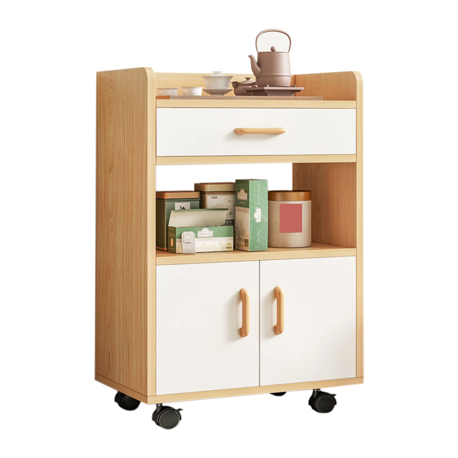 Modern Minimalist White Office Coffee Cabinet - 52x36x86cm Wall-Mounted Storage Sideboard for Living Room, Kitchen & Home Organization | Space-Saving Design for Small Apartments & Workspaces