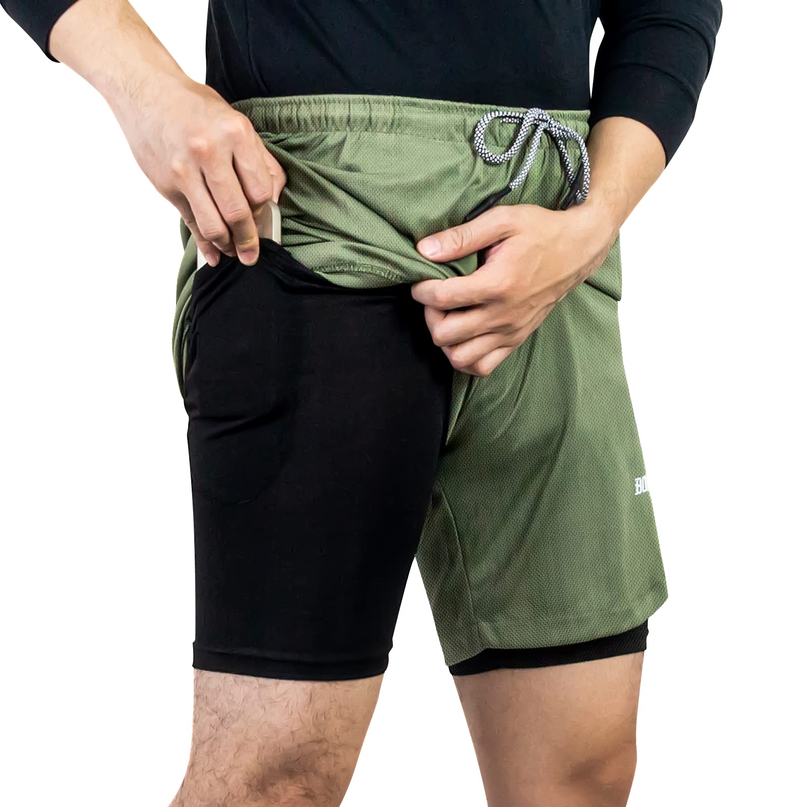 **Aptoco Men's 2-in-1 Gym Shorts - Quick-Dry Running & Workout Shorts with Pockets for Training, Jogging & Outdoor Activities**