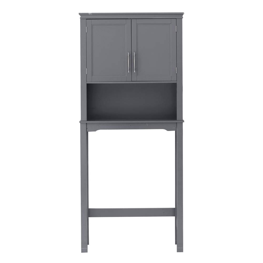 FCH Over The Toilet Storage Cabinet - 2 Door Bathroom Organizer with Adjustable Shelves, Space Saving Bathroom Cabinet in Gray - Perfect for Small Bathrooms, Apartments & Dorm Rooms