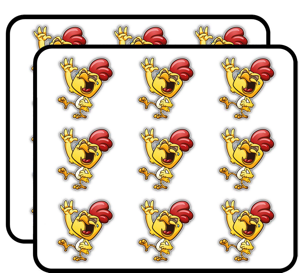 Funny Cartoon Chicken Laughs Stickers - 18 Pack (2