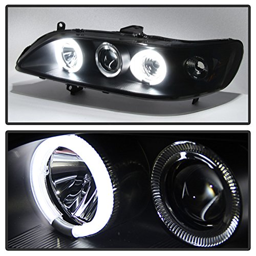 AKKON Black Bezel Dual Halo Projector Headlights for Honda Accord - Driver & Passenger Replacement Lamps Pair - Upgrade Your Ride for Night Driving & Enhanced Style