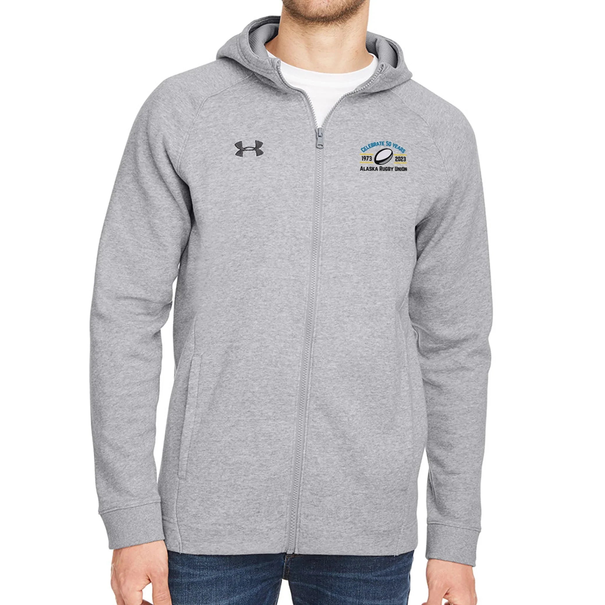 AKRU 50th Anniversary Hustle Zip-Up Hoodie for Men & Women - Comfortable Fleece Pullover for Casual Wear, Gym, and Outdoor Activities