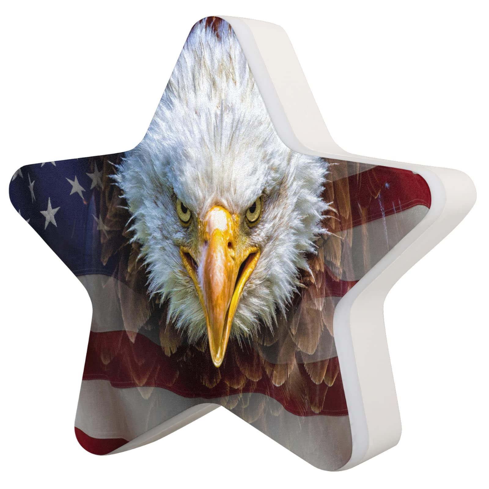 Eagle USA Flag Plug-in Night Light with Dusk to Dawn Sensor - LED Night Light for Kids Room, Bedroom, Bathroom, Kitchen, Hallway, Nursery & Stairs | Perfect for Safe Nighttime Navigation and Patriotic Home Decor